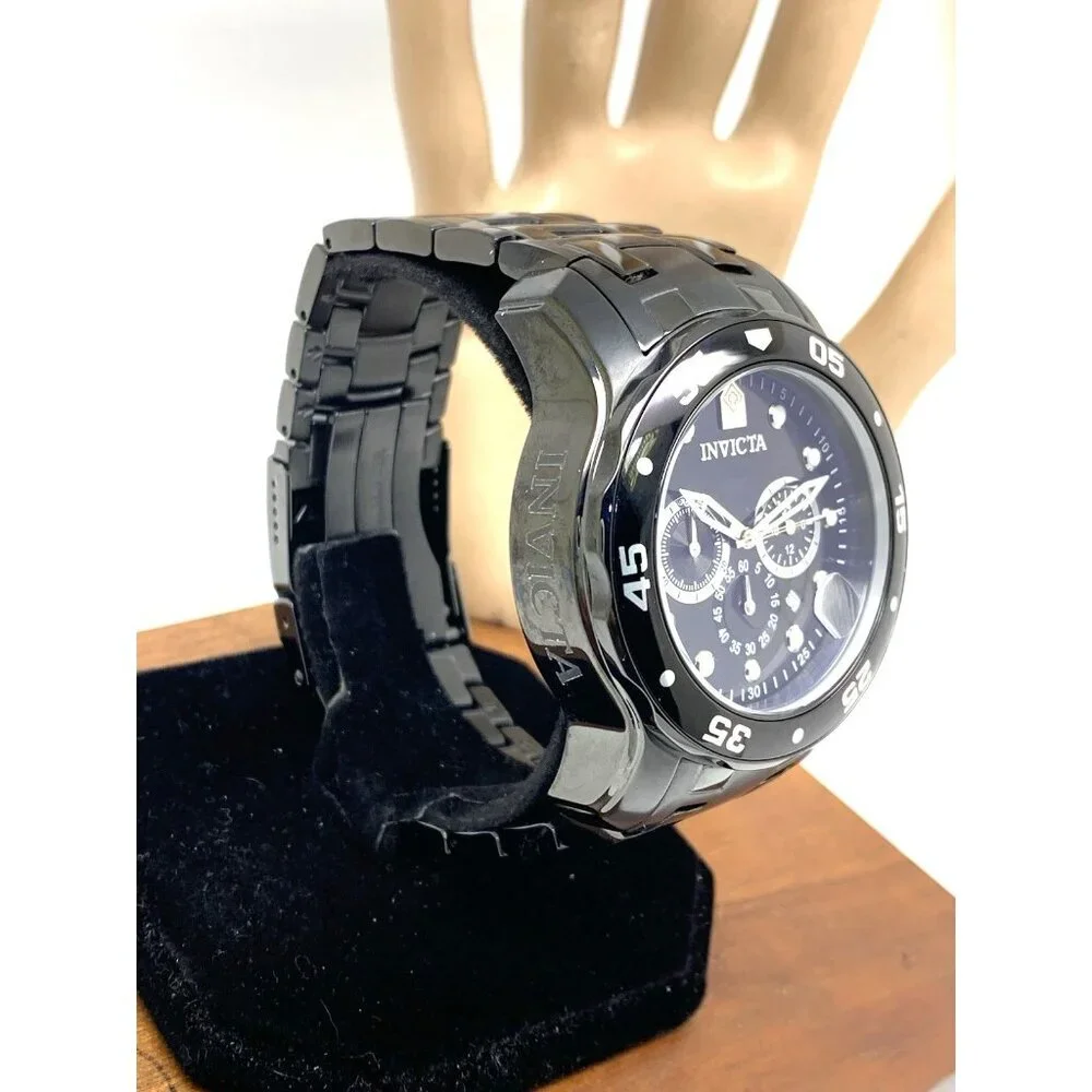 Invicta Men's Watch 0076 Pro Diver Quartz Chronograph Black Stainless Steel